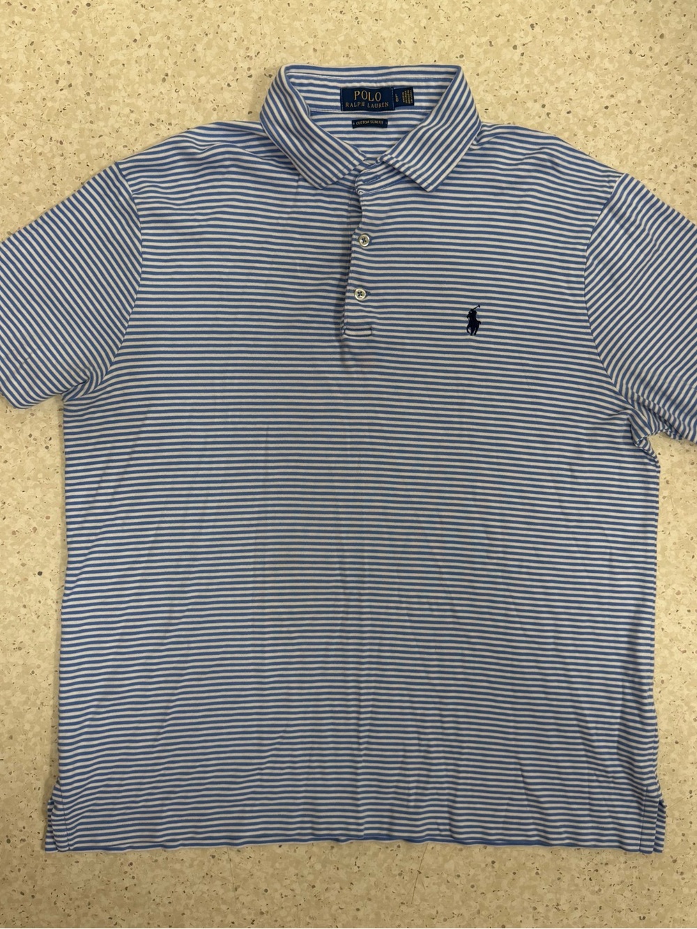 Ralph Lauren Blue and White Striped Polo Shirt
